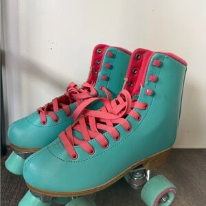 Impala Women's Teal and Pink Roller Skates